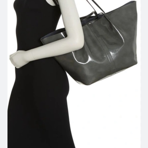 All Saints Olive Green Leather Tote with Black Pouch - Picture 5 of 5